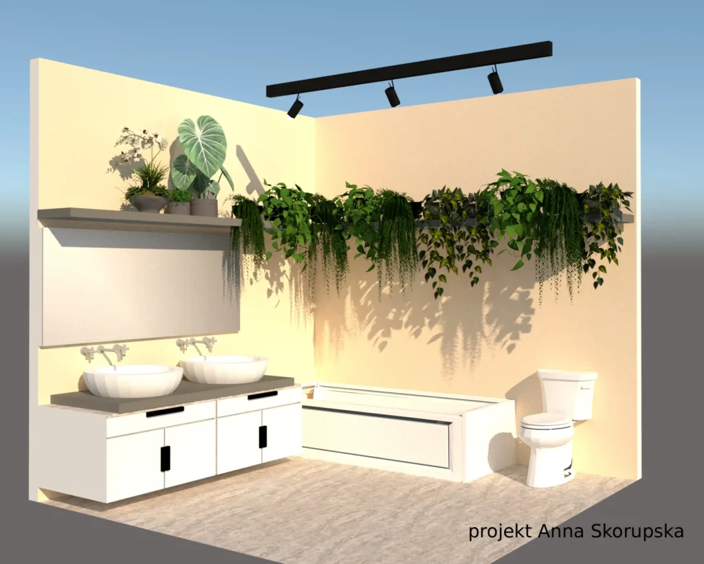 rośliny w łazience projekty inspiracje aranżacje