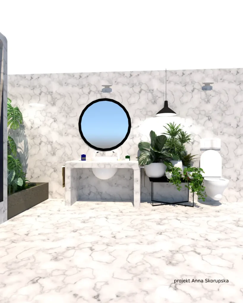 rośliny w widnej nowoczesnej łazience projekty zdjęcia inspiracje